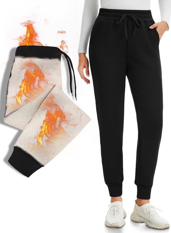NEW YOUNG Women's Fleece Lined Joggers for Warmth High Waisted Thermal Sweatpants with Pockets for Cold Weather & Hiking - Image 1