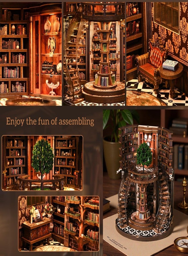 Sagiterra Book Nook，DIY Miniature Book Nook Kit for Adults and Teens，3D Wooden Tiny House for Family and Friends，Bookshelf Dollhouse Decor in Halloween/Christmas - Image 4