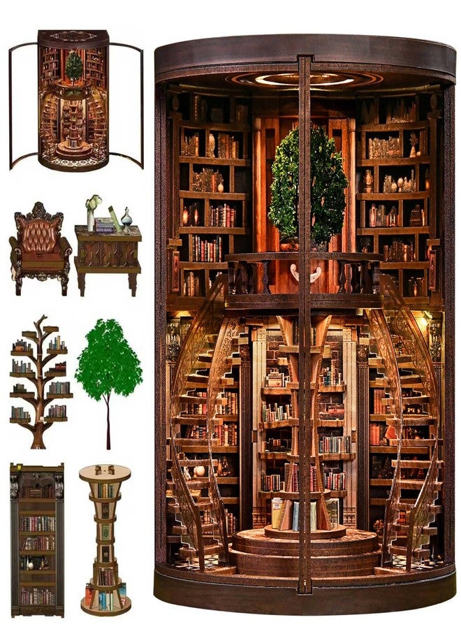 Sagiterra Book Nook，DIY Miniature Book Nook Kit for Adults and Teens，3D Wooden Tiny House for Family and Friends，Bookshelf Dollhouse Decor in Halloween/Christmas - Image 1