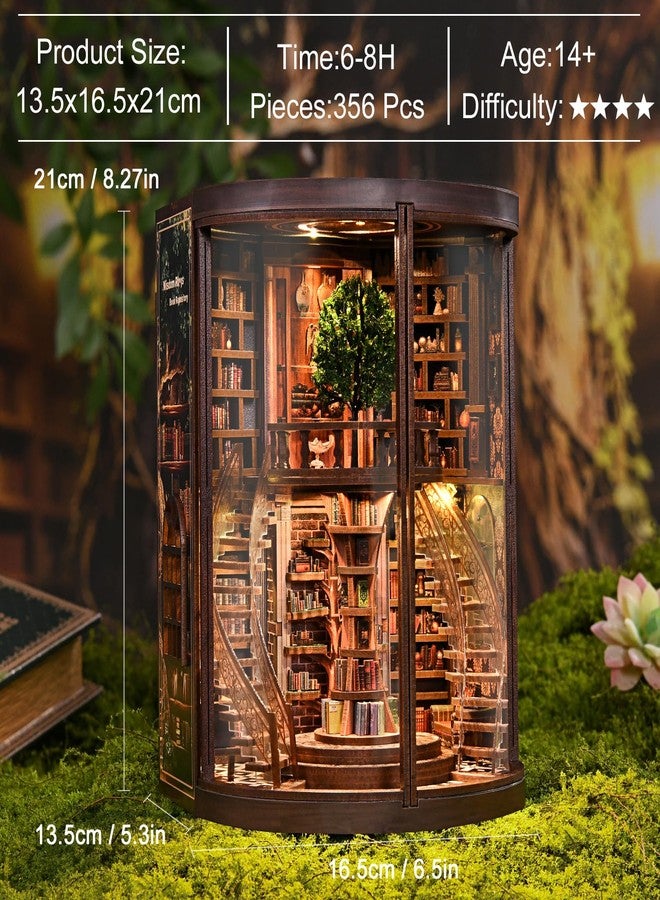 Sagiterra Book Nook，DIY Miniature Book Nook Kit for Adults and Teens，3D Wooden Tiny House for Family and Friends，Bookshelf Dollhouse Decor in Halloween/Christmas - Image 5