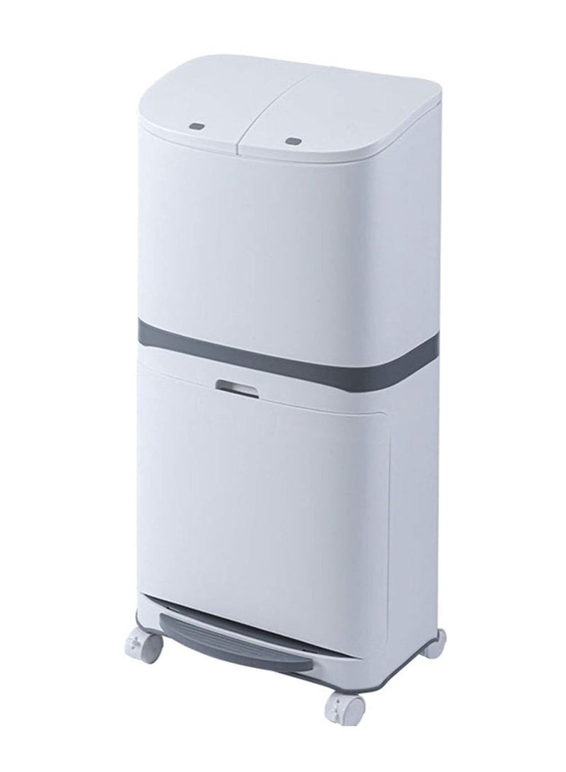 Organized Home 45L Double Layer Sorting Waste Bin Wet and Dry Separation Press Opening Storage Bucket pedal press trash can Mobile Recycling Container with Wheels - Image 1