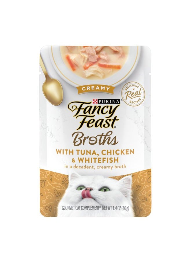 Fancy Feast Purina Limited Ingredient Wet Cat Food Complement, Broths Creamy With Tuna, Chicken & Whitefish - (16) 1.4 oz. Pouches - Image 1