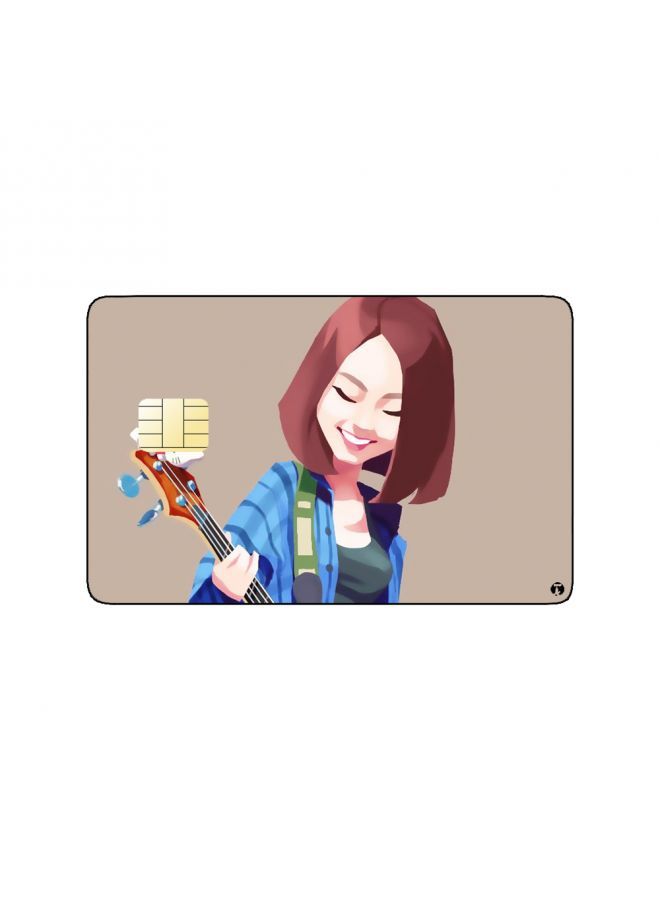 RKN PRINTED BANK CARD STICKER Beautiful Girl Drawing Playing Guitar - Image 2