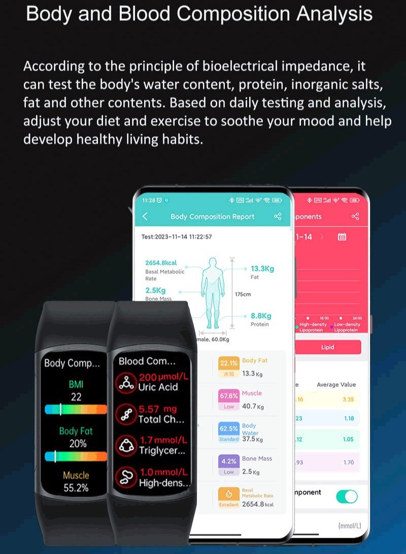 AROAQ Medical Grade Smart Watch, AMOLED Display Bluetooth Call Smart Wrist Watch, Smart Health Monitoring Watch With Women Menstrual Period Sleep Heart Rate Health Detection, (1pc, Black)  - Image 3