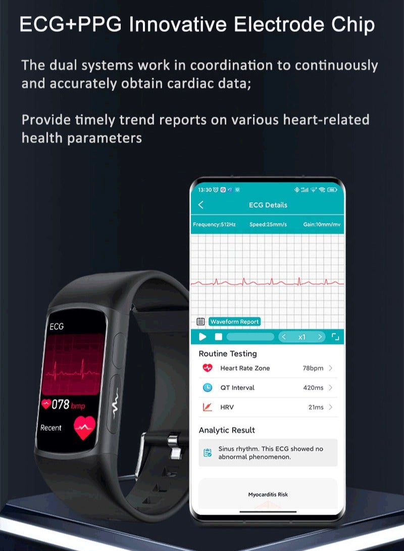 AROAQ Medical Grade Smart Watch, AMOLED Display Bluetooth Call Smart Wrist Watch, Smart Health Monitoring Watch With Women Menstrual Period Sleep Heart Rate Health Detection, (1pc, Black)  - Image 5