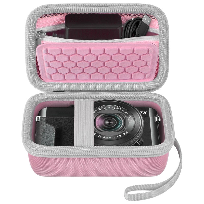 Comecase Digital Camera Carrying Case Compatible with Canon PowerShot G7 X Mark II/ G7X Mark III Digital 4K Vlogging Camera/for CAMKORY/for Lecran and More, Compact Small Camera Storage Bag for Kids (Pink) - Image 1