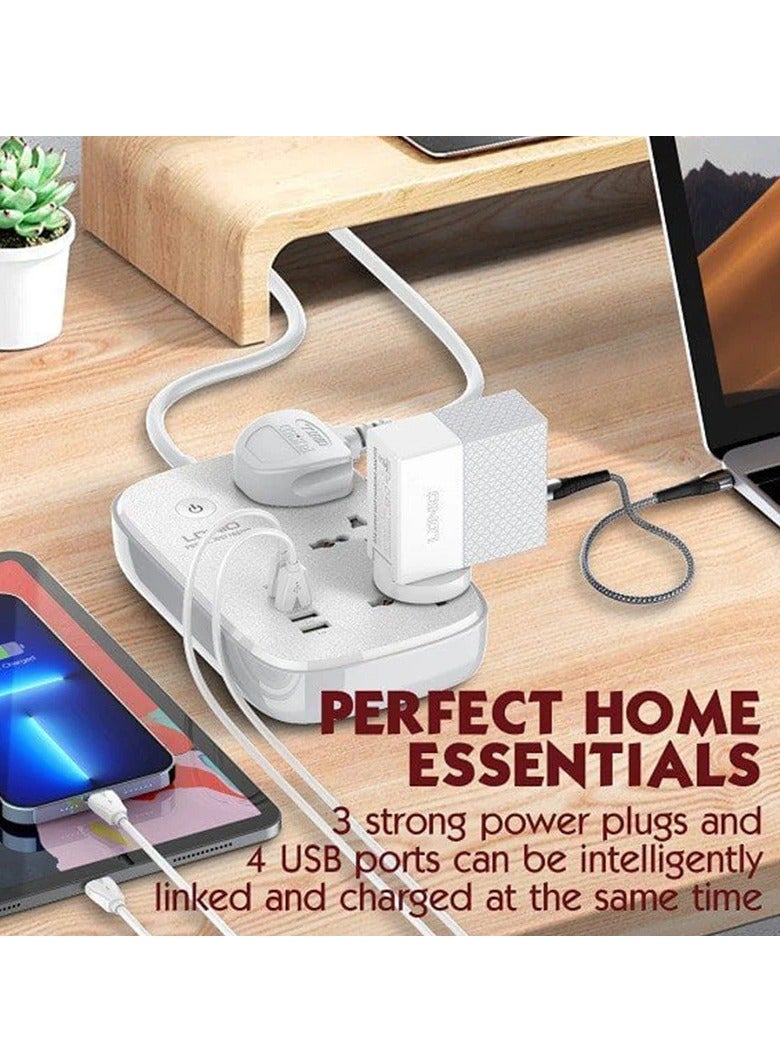 لدنيو محول الطاقة، واقي التيار الكهربائي SCW3451 WIFI قطاع الطاقة الذكي مع 3 منافذ تيار متردد عالمية 1 PD، 1 QC3.0 و2 منافذ معرف تلقائي - أبيض - Image 5