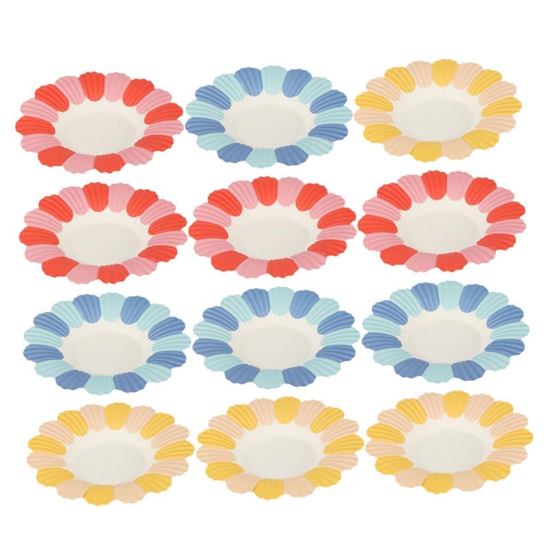 Disposable Paper Plates 150 Pcs Floral Design Party Dinnerware Set Red Yellow Blue - Image 2