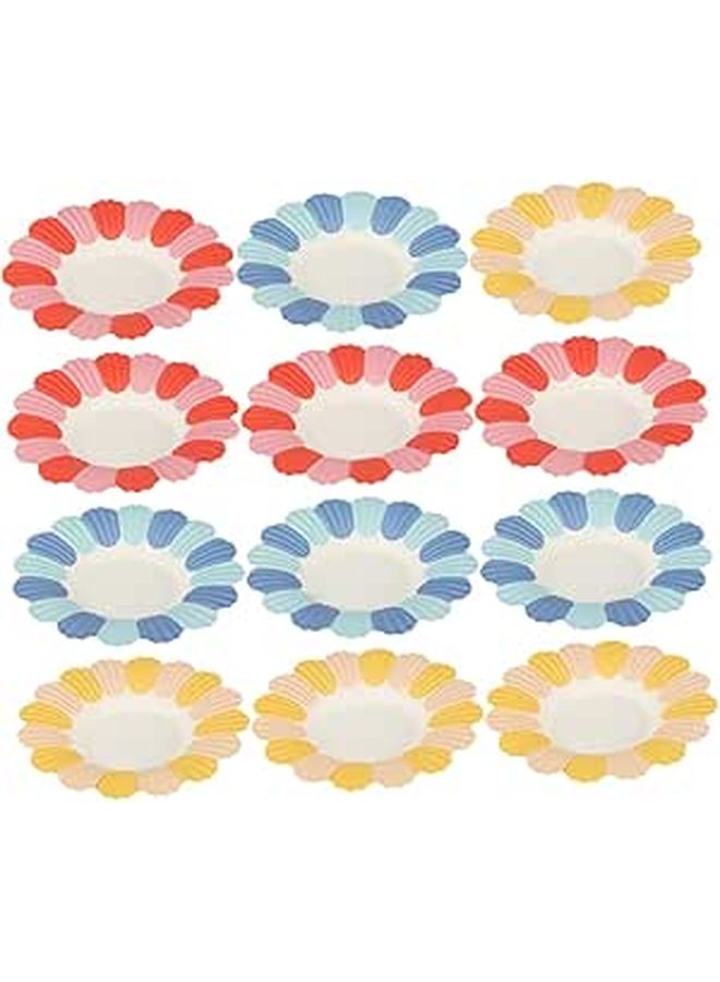 Disposable Paper Plates 150 Pcs Floral Design Party Dinnerware Set Red Yellow Blue - Image 1