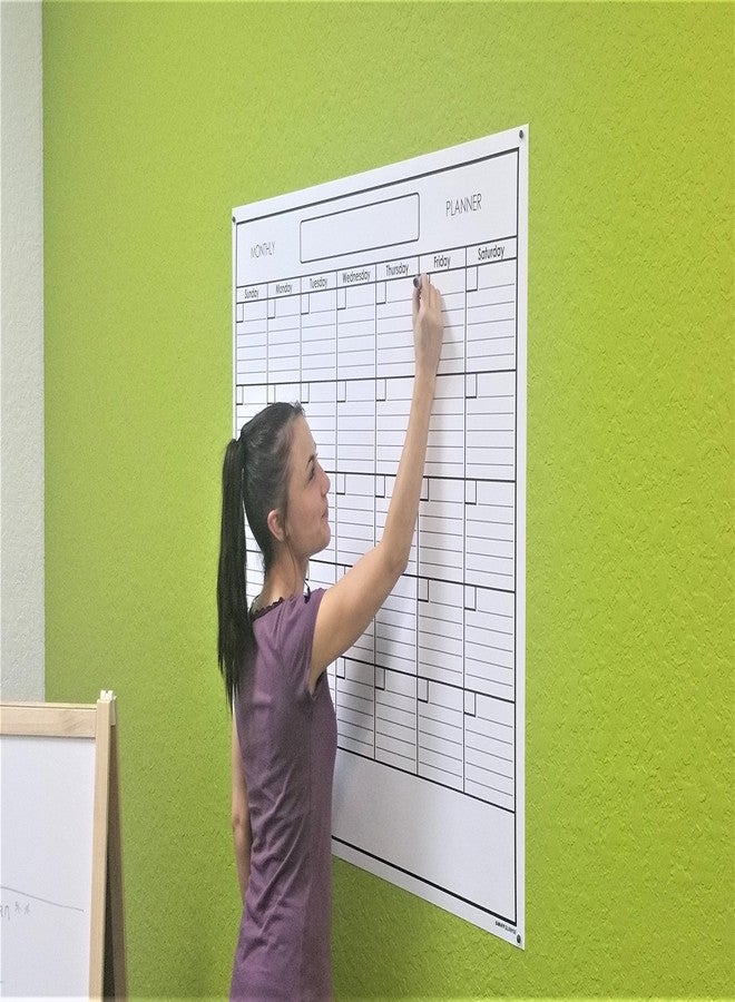 SwiftGlimpse 122cm x 91cm A0 Dry Erase Undated One Month Wall Calendar Monthly Planner Blank Reusable Perfect for Organizing Home Office Academic Schedules - Image 2
