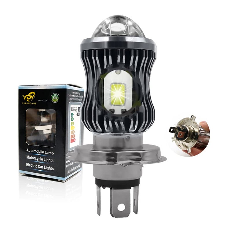 YSY 1Pcs 10000Lm H4 LED Moto HB2 9003 HS1 LED Motorcycle Headlight Bulbs CSP Lens White Yellow Hi Lo Lamp Scooter Accessories Fog Lights 12V H4 Gray