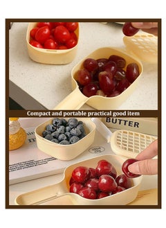 Ssovi Basket Cleaning Basket Household Kitchen Dish Basket with Handle Blueberry Drain Basket with Handle Fruit Blue Clear Storage 2-in-1  - Image 2