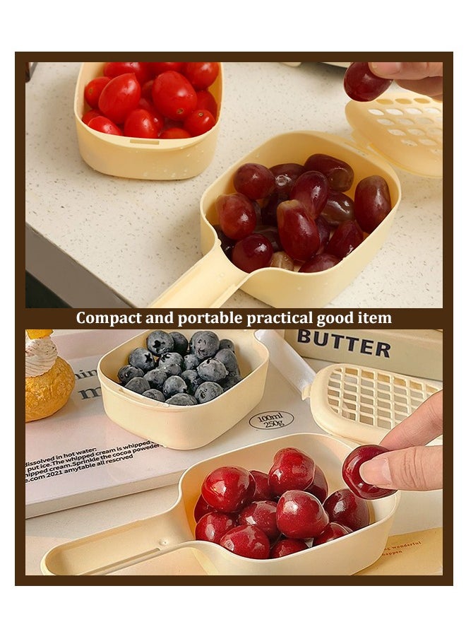 Ssovi Basket Cleaning Basket Household Kitchen Dish Basket with Handle Blueberry Drain Basket with Handle Fruit Blue Clear Storage 2-in-1  - Image 2