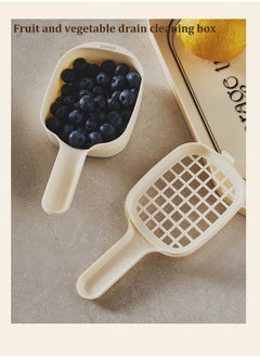Ssovi Basket Cleaning Basket Household Kitchen Dish Basket with Handle Blueberry Drain Basket with Handle Fruit Blue Clear Storage 2-in-1  - Image 3