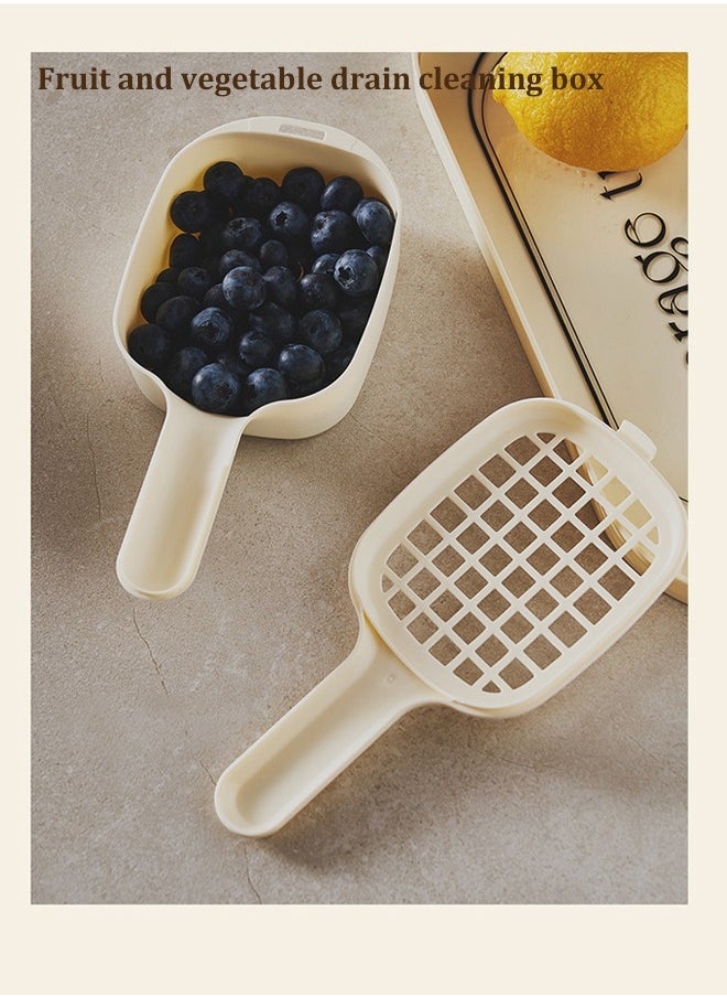 Ssovi Basket Cleaning Basket Household Kitchen Dish Basket with Handle Blueberry Drain Basket with Handle Fruit Blue Clear Storage 2-in-1  - Image 3