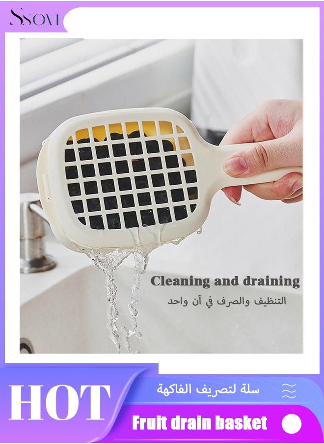 Ssovi Basket Cleaning Basket Household Kitchen Dish Basket with Handle Blueberry Drain Basket with Handle Fruit Blue Clear Storage 2-in-1  - Image 1