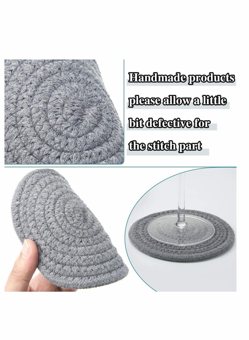 واي آند دي Mat, 6 Pieces Pot Trivets Large Braid Woven Trivet Coaster, Cotton Thread Weave Cup Coaster Hot Dish Pad Mat for Kitchen Cooking Supplies (7 Inch and 4.7 Inch, Gray Series)  - Image 4