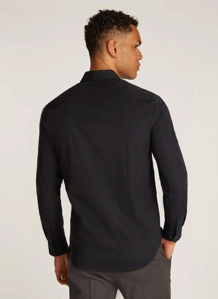 CALVIN KLEIN Logo Stretch Poplin Slim Shirt