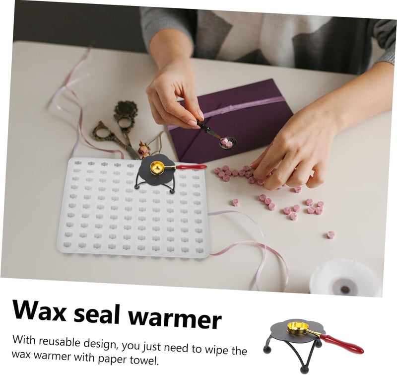 Operitacx 1set Wax Seal Warmer Kit Sealing Wax Stove with Spoon Compact Tabletop Decor Portable for Crafting and Invitations - Image 3