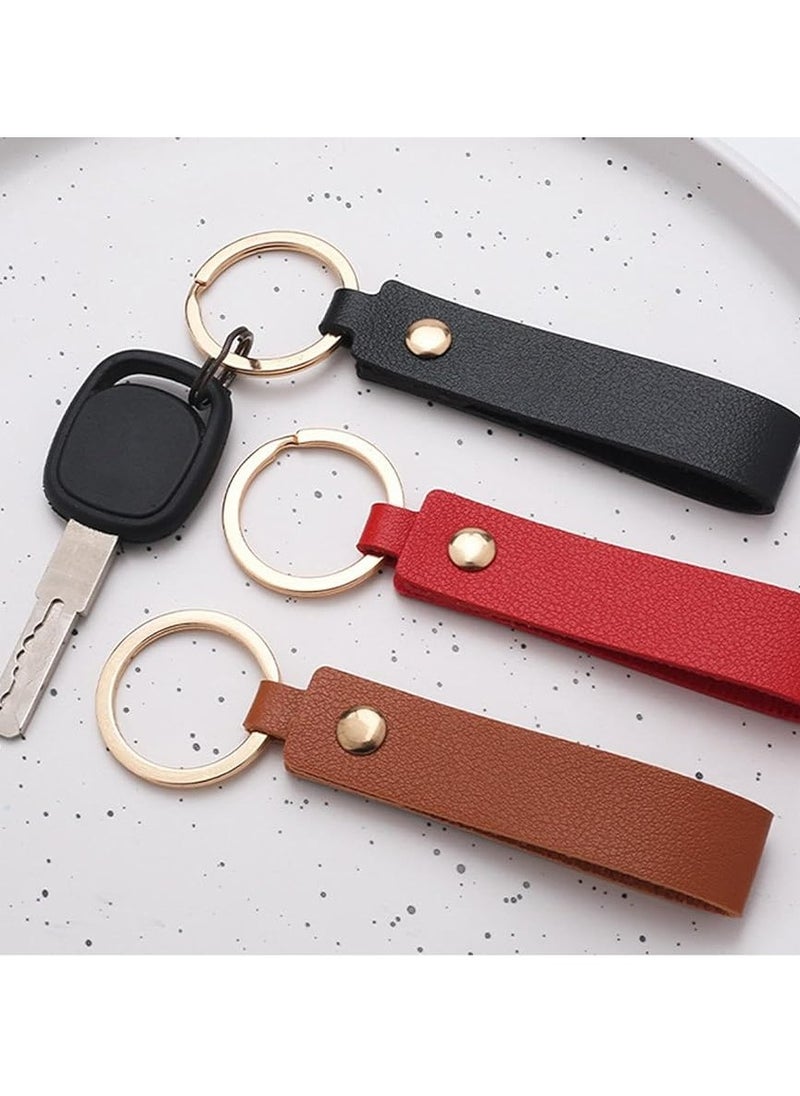 Oasisgalore 5 Pcs Leather Car Keychains - Stylish Key Holders for Men (Black)  - Image 3