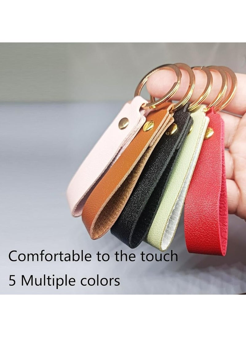 Oasisgalore 5 Pcs Leather Car Keychains - Stylish Key Holders for Men (Black)  - Image 5
