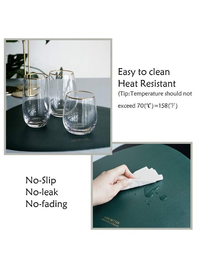 WinCheer Leather Placemats and Coasters Set of 2, Round Table Coffee Mat Waterproof Greaseproof Heat-Resistant Washable PU Leather Placemat for Dining Table - Image 4