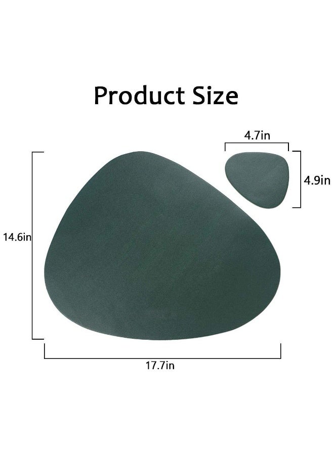 WinCheer Leather Placemats and Coasters Set of 2, Round Table Coffee Mat Waterproof Greaseproof Heat-Resistant Washable PU Leather Placemat for Dining Table - Image 5