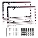 alpmosn 2PCS Stainless Steel License Plate Frames 4 Holes Car Licence Plate Covers with Screws Washers and Caps Car Exterior Accessories License Plate Holder for US Vehicles Red Flag - Image 2