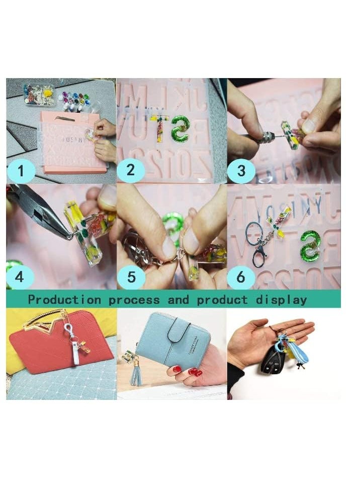 eS³kube - eS³kube Silicone Reverse Resin 3D Mould for Big Alphabets & Numbers (Approx 7.45 x 13.55 inch), Resin for DIY Creative Art, Reusable Epoxy Mould for Keychain Pendant Ear-Ring Chocolate Cake, etc (Mould with Hole for Key-Ring) - 1 pc - Image 1