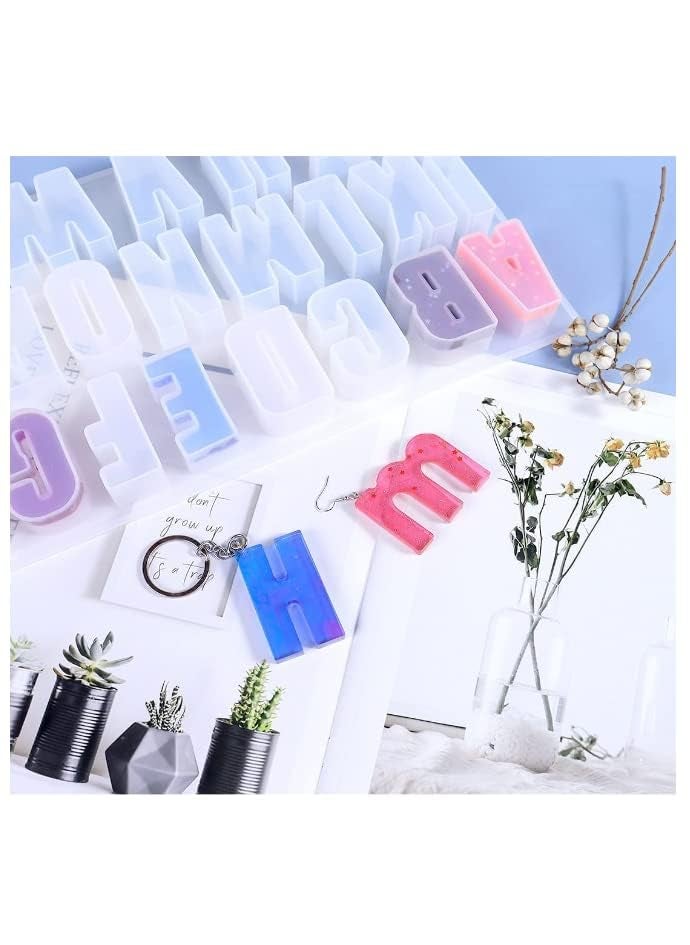 eS³kube - eS³kube Silicone Reverse Resin 3D Mould for Big Alphabets & Numbers (Approx 7.45 x 13.55 inch), Resin for DIY Creative Art, Reusable Epoxy Mould for Keychain Pendant Ear-Ring Chocolate Cake, etc (Mould with Hole for Key-Ring) - 1 pc - Image 1