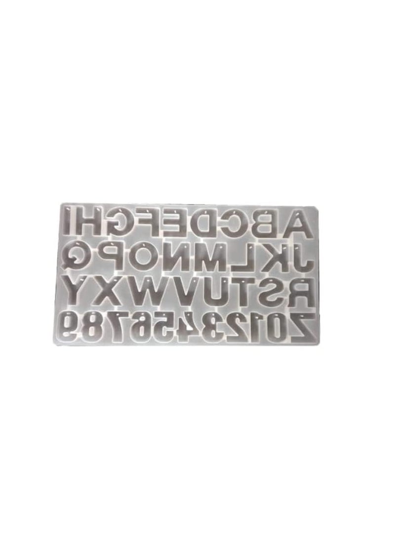 eS³kube - eS³kube Silicone Reverse Resin 3D Mould for Big Alphabets & Numbers (Approx 7.45 x 13.55 inch), Resin for DIY Creative Art, Reusable Epoxy Mould for Keychain Pendant Ear-Ring Chocolate Cake, etc (Mould with Hole for Key-Ring) - 1 pc - Image 1