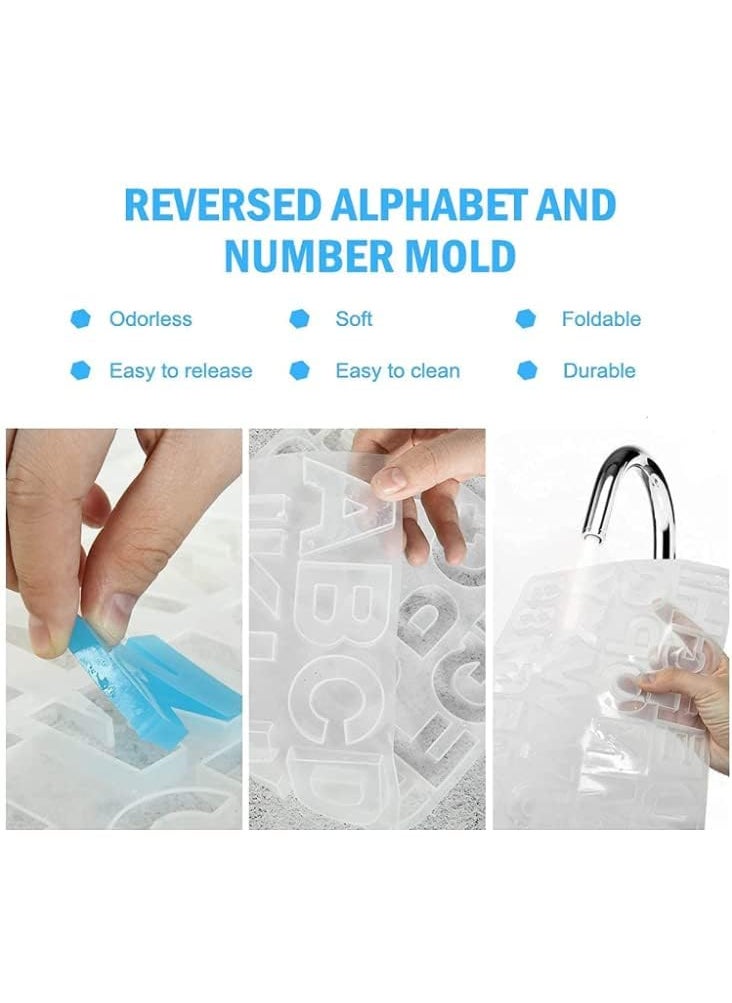 eS³kube - eS³kube Silicone Reverse Resin 3D Mould for Big Alphabets & Numbers (Approx 7.45 x 13.55 inch), Resin for DIY Creative Art, Reusable Epoxy Mould for Keychain Pendant Ear-Ring Chocolate Cake, etc (Mould with Hole for Key-Ring) - 1 pc - Image 1
