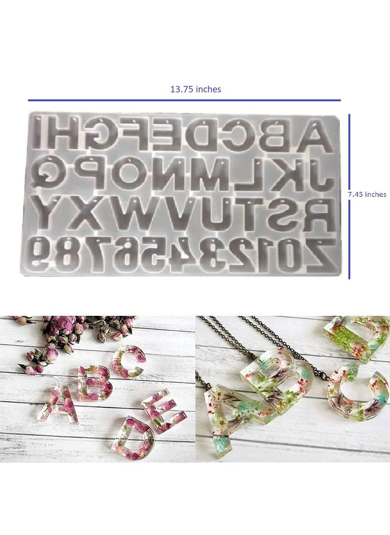 eS³kube - eS³kube Silicone Reverse Resin 3D Mould for Big Alphabets & Numbers (Approx 7.45 x 13.55 inch), Resin for DIY Creative Art, Reusable Epoxy Mould for Keychain Pendant Ear-Ring Chocolate Cake, etc (Mould with Hole for Key-Ring) - 1 pc - Image 1