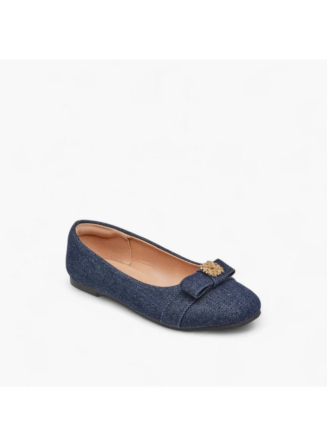 ميسي الصغيرة Girls Metal Accent Slip-On Ballerina Shoes