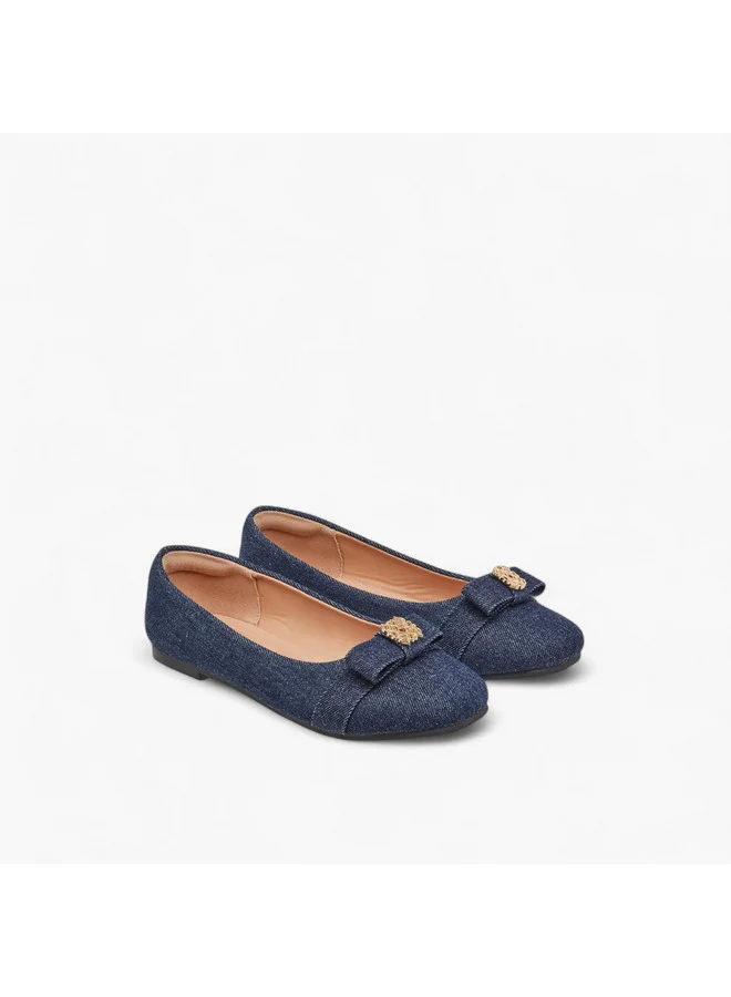 ميسي الصغيرة Girls Metal Accent Slip-On Ballerina Shoes