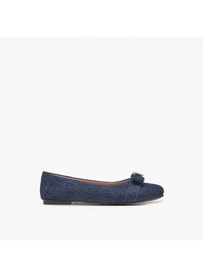 Little Missy Girls Metal Accent Slip-On Ballerina Shoes