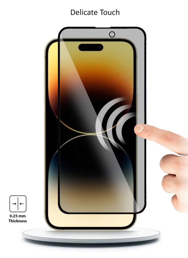 GREEN LION واقي شاشة زجاجي مقوى بالكامل 9H من Green Lion Steve Privacy لهاتف Apple iPhone 14 Pro - مضاد للخدش ومضاد لبصمات الأصابع  - Image 3