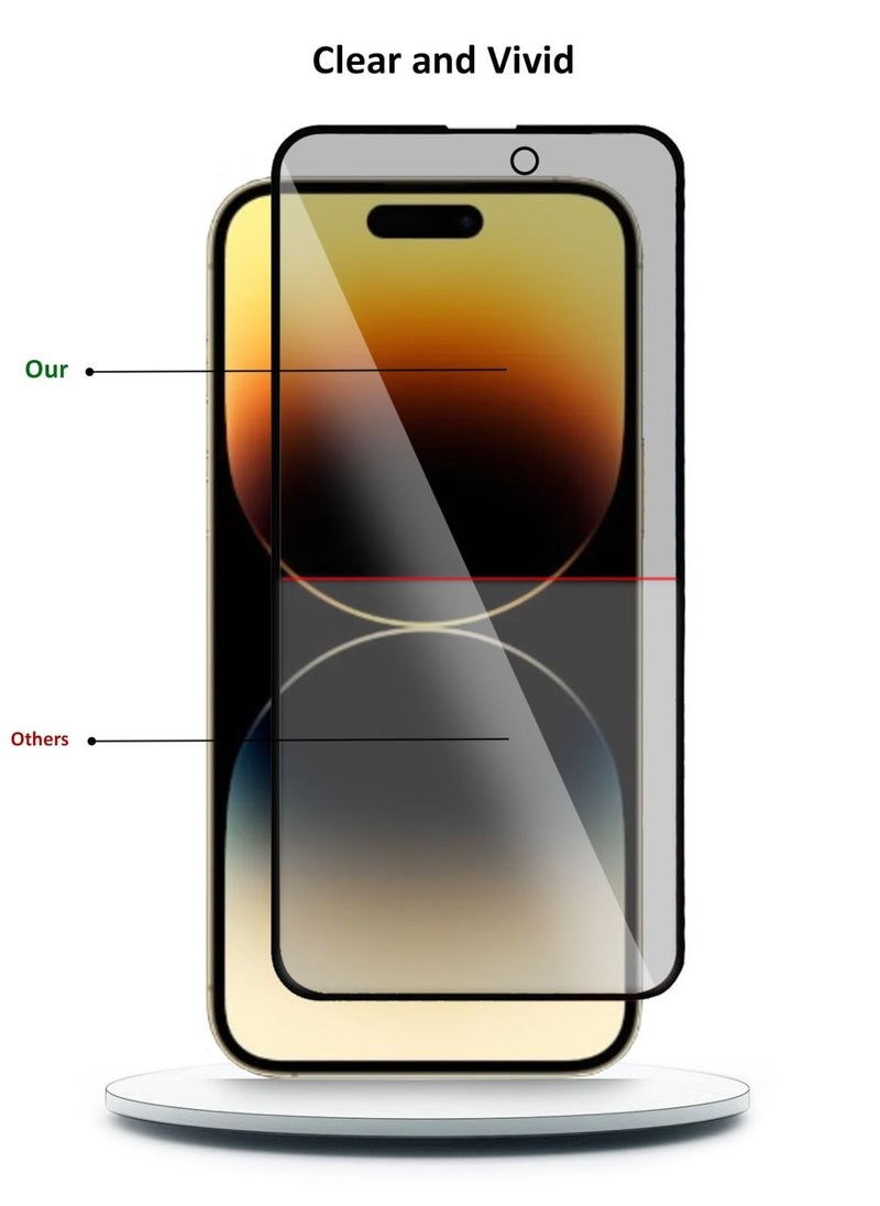 GREEN LION واقي شاشة زجاجي مقوى بالكامل 9H من Green Lion Steve Privacy لهاتف Apple iPhone 14 Pro - مضاد للخدش ومضاد لبصمات الأصابع  - Image 5