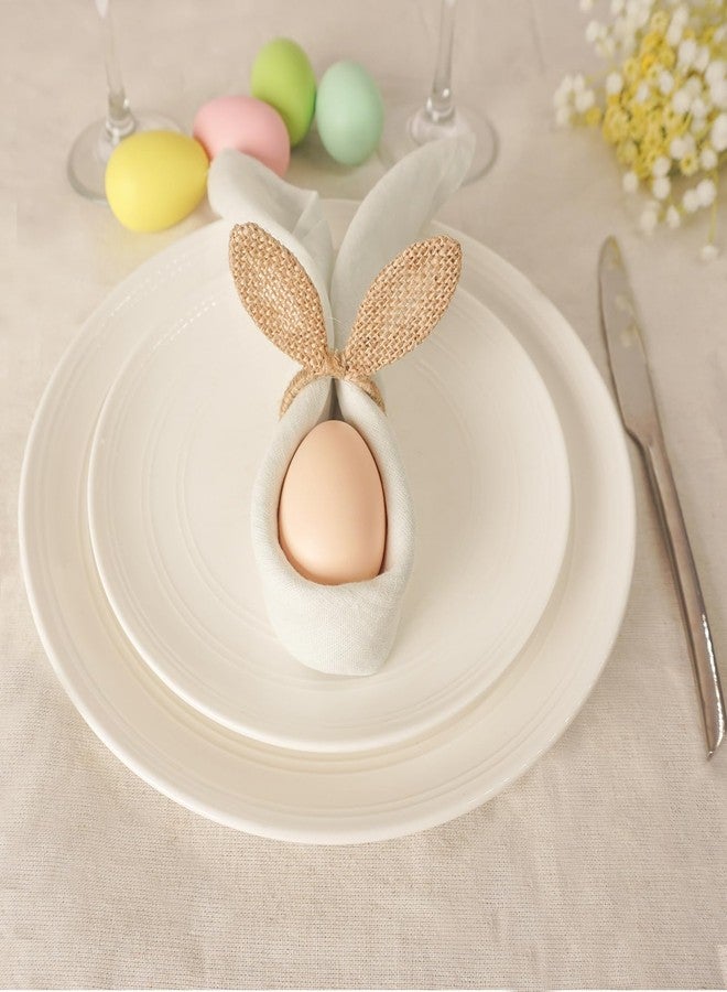 Utalek Easter Napkin Rings Set of 6, Burlap Jute Bunny Ear Napkin Rings, Rabbit Ear Napkin Ring Holders for Easter Party Banquet Dinning Spring Table Decoration - Image 5