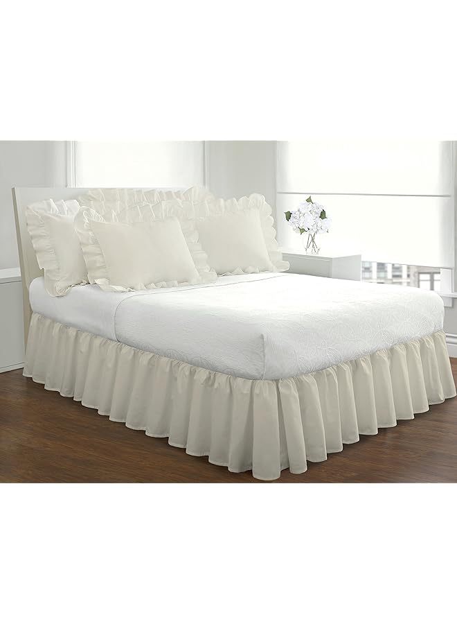 erorex Bedding Ruffled Bedskirt Classic 14” Drop Length Gathered Style Queen Ivory - Image 2