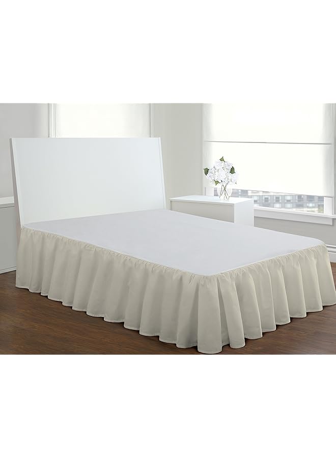 erorex Bedding Ruffled Bedskirt Classic 14” Drop Length Gathered Style Queen Ivory - Image 3
