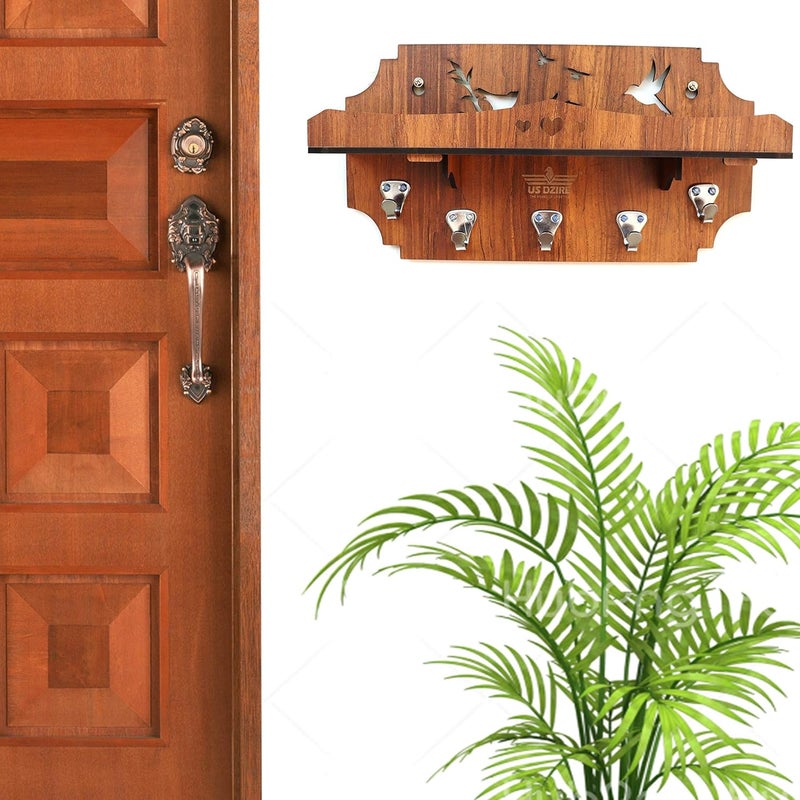 US DZIRE US DZIRE 810 Multi Utility Key Holder Cloth Hanger HookShelf for Sunglasses Watch Wallet Wooden Handcrafted Wall Dcor  - Image 2