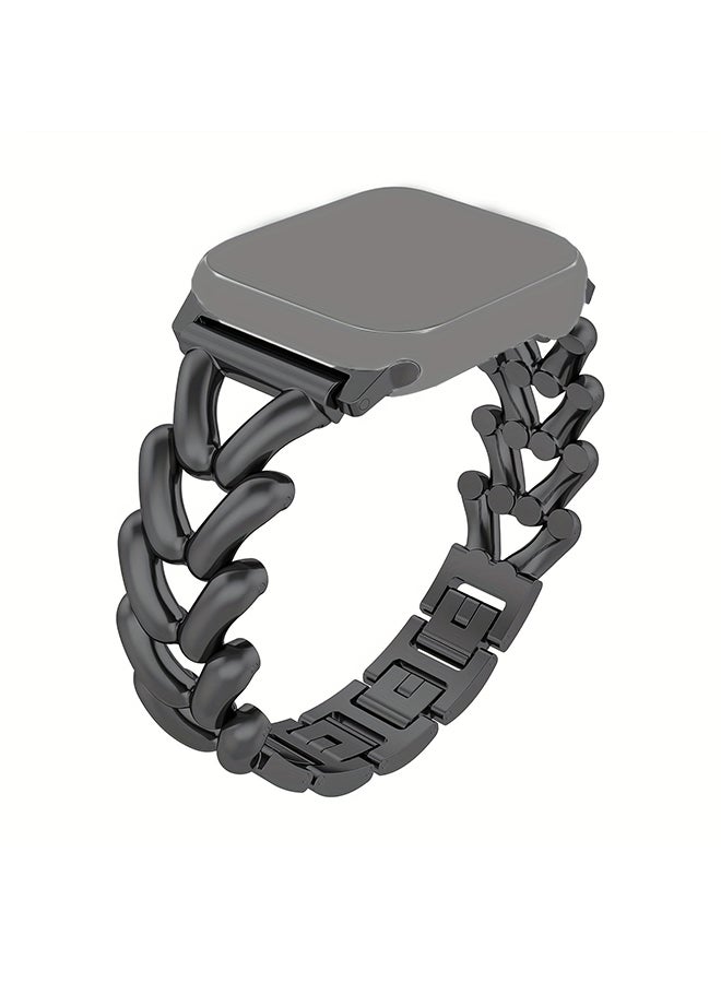 O Ozone Metal Straps For Apple Watch Series 10 9 8 7 6 5 4 SE, 38/40/41/42mm Jewelry Herringbone Design Stainless Steel Smartwatch Strap -Black  - Image 2