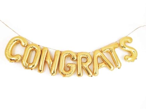 Hk Balloons Gold Congratulation Party Decorations Foil With Printed Congrats For (Congratulations Set), Set Of 1 - Image 2