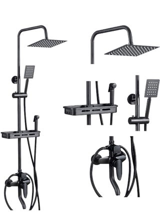 Matte Black Exposed Shower System Triple Function Bathroom Shower Faucet 20cm Square Swivel Rainfall Shower Head with Handheld Adjustable Complete Set Tub Spout Wall Mount Tap Set - pzsku/Z3B7C9E22FC47D3BD2877Z/45/_/1679629856/45e66785-155b-4eb5-8d34-3b2cad36c36c