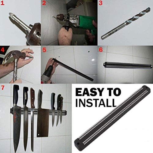 RETSPHIX 33cm 2 Pcs Magnetic Knife Bar Magnetic Knife Storage Strip Magnet Kitchen Knife Holder Knife Rack Strip Patti 13 Inch Knife Strip Black - Image 4
