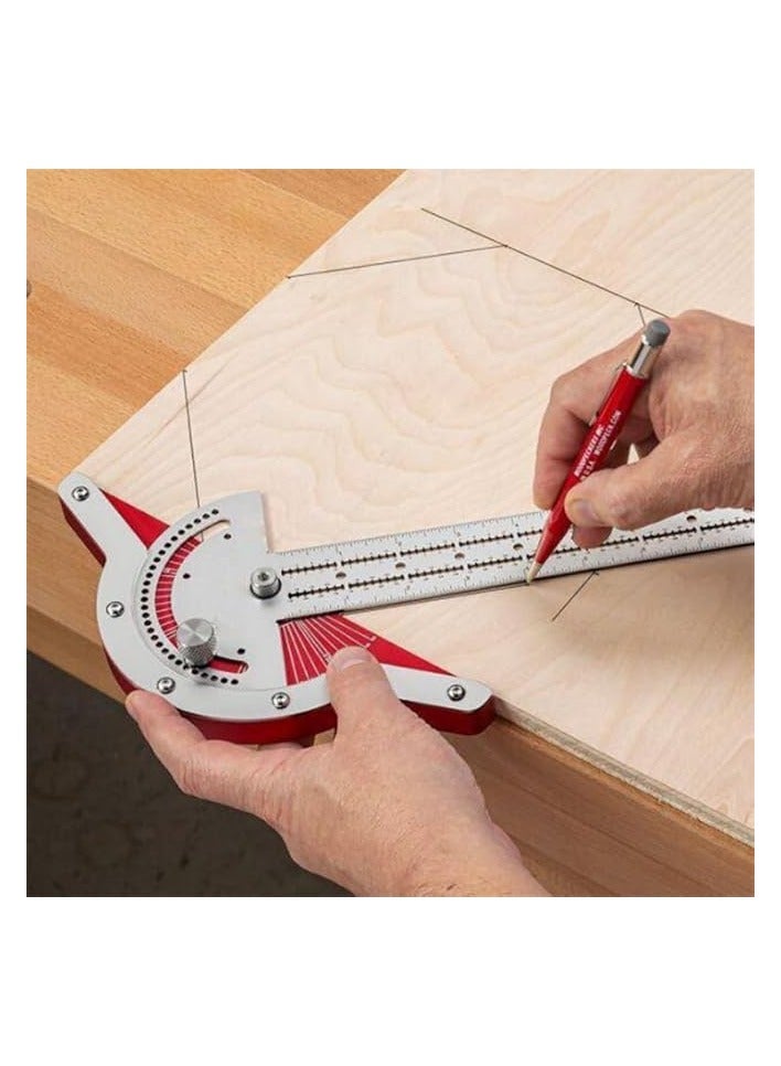 erorex 20" Woodworker Edge Ruler 0-70°Adjustable Protractor Angle Finder Two Arm Carpentry Ruler Measure Layout Tool  - Image 3