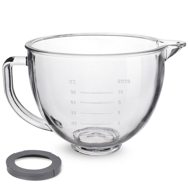 FOTRIC Glass Mixing Bowl 5 QT for KitchenAid 4.5 and 5 Quart Tilt-Head Stand Mixers, Fits Artisan KSM150, RRK150, KSM100, K45SS, KSM90, KSM95, K45, KSM110, 5KSM125 and More  - Image 1