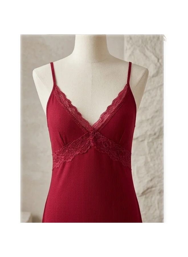Caprisious  Lace-Trimmed Ribbed Lounge Set – 2-Piece Robe & Nightgown Set for Women | Best Price UAE
