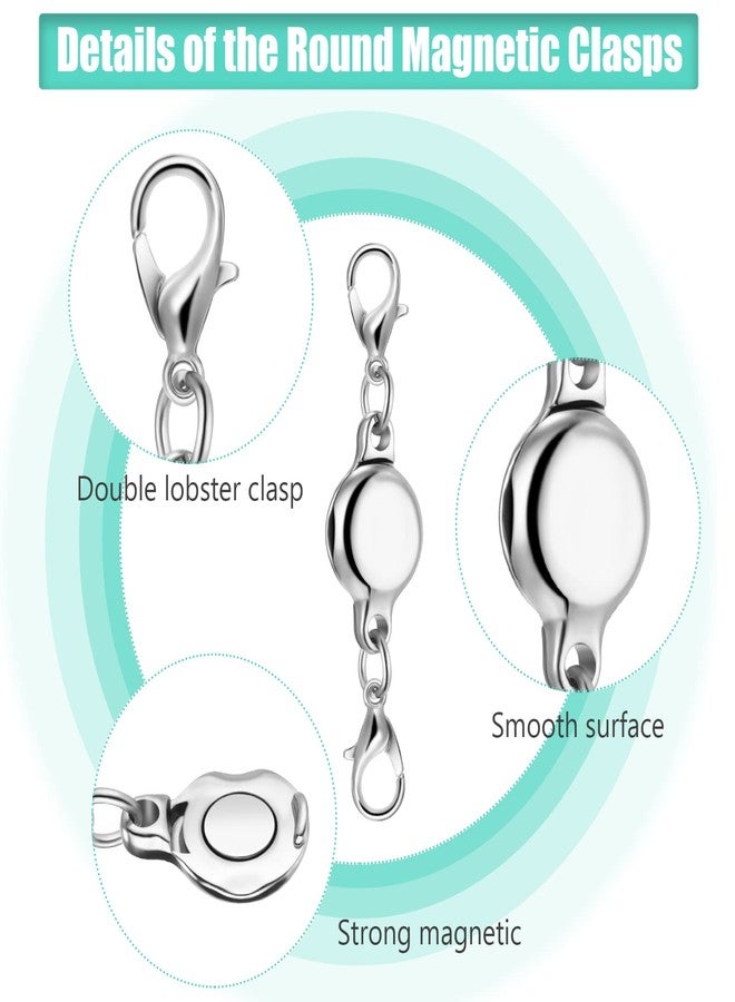 Mtlee 10 Pieces Silver Magnetic Necklace Clasp Round Jewelry Magnetic Clasps for Necklaces Bracelet and Closures Helper Jewelry Making Extender - Image 3